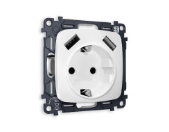 Комплект механизма розетки 2USB A+A 18W (быстрая зарядка) с/з Ambrella Volt Omega MO129010