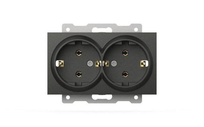 Розетка двухместная с заземлением ELBI Zena Vega 609-011100-907 Розетка двухместная с заземлением ELBI Zena Vega 609-011100-907
