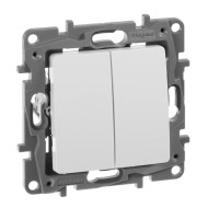 Переключатель двухклавишный Legrand Etika 10A 250V белый 672212