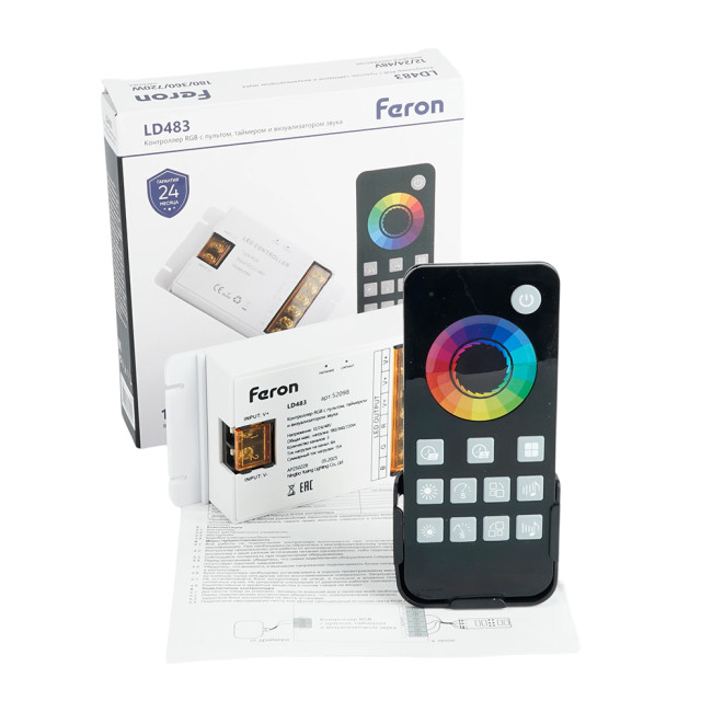 Контроллер RGB с пультом, таймером и визуализатором звука Feron LD483 12-24-48V 52098