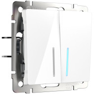 Выключатель Werkel двухклавишный проходной с подсветкой белый W1122101 4690389155222 Выключатель Werkel двухклавишный проходной с подсветкой белый W1122101 4690389155222