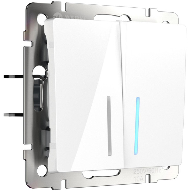 Выключатель Werkel двухклавишный проходной с подсветкой белый W1122101 4690389155222 Выключатель Werkel двухклавишный проходной с подсветкой белый W1122101 4690389155222