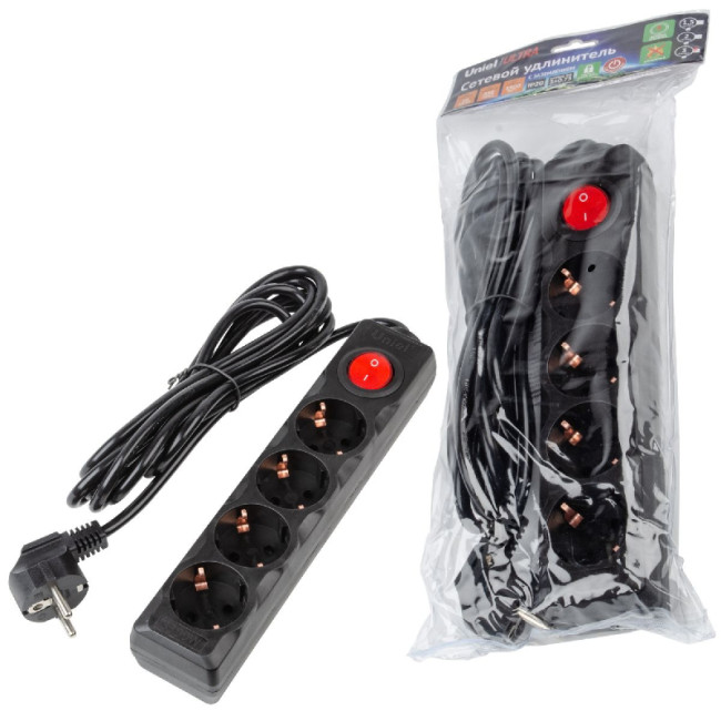 Удлинитель бытовой Uniel Ultra S-GCU4-3B BLACK UL-00010023 Удлинитель бытовой Uniel Ultra S-GCU4-3B BLACK UL-00010023