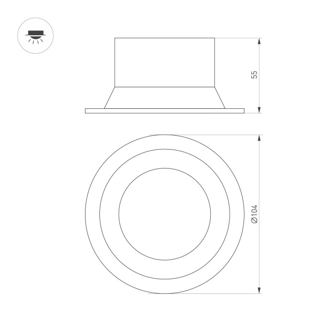 Встраиваемый светильник Arlight MS-BREEZE-BUILT-R104-12W Warm3000 (BK, 85 deg, 230V) 036621