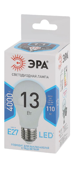 Лампа светодиодная Эра E27 13W 4000K LED A60-13W-840-E27 Б0020537 Лампа светодиодная Эра E27 13W 4000K LED A60-13W-840-E27 Б0020537