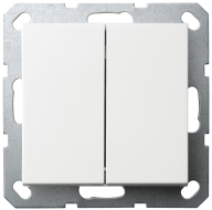 Выключатель двухклавишный Jasmart с накладкой 10A 250V белый глянцевый G3023W