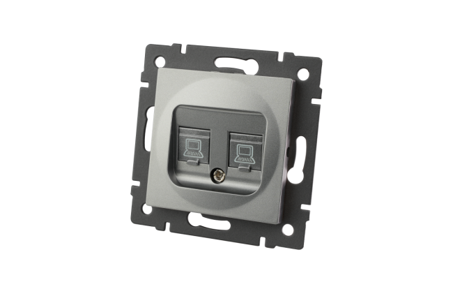 Механизм компьютерной розетки двойной Arlight SCT-MPC2-PL-GR-V (RJ-45, CAT6) 049851