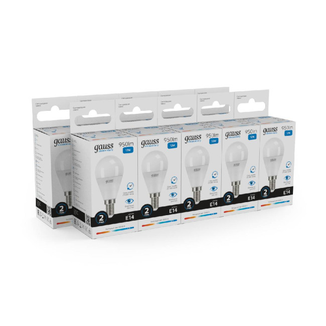 Лампа светодиодная Gauss E14 12W 6500K шар матовый 53132 Лампа светодиодная Gauss E14 12W 6500K шар матовый 53132