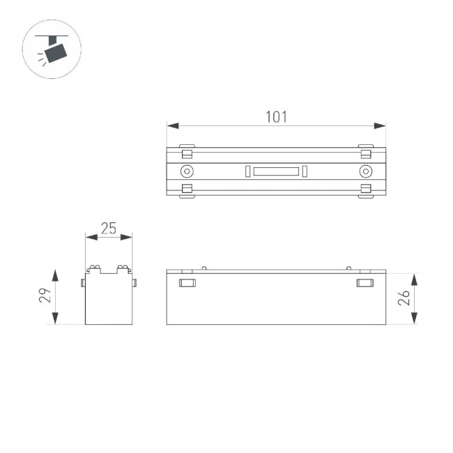Трековый магнитный светильник Arlight MAG-VIBE-LASER-L101-6W Warm3000 (WH, 24 deg, 48V) 044417 Трековый магнитный светильник Arlight MAG-VIBE-LASER-L101-6W Warm3000 (WH, 24 deg, 48V) 044417