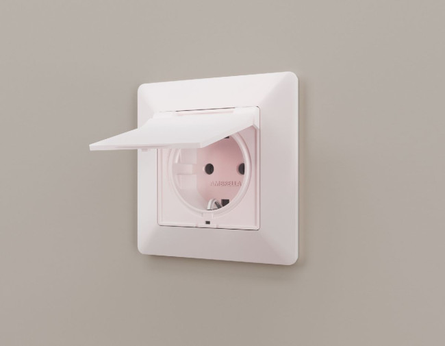 Лицевая панель для розетки с/з со шторками и крышкой Ambrella Volt Alfa AP2080