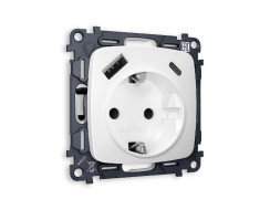 Комплект механизма розетки 2USB A+C 20W (быстрая зарядка) с/з Ambrella Volt Omega MO130010