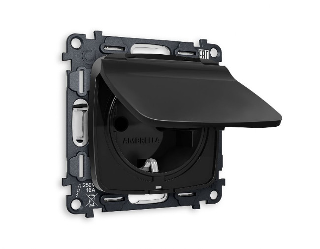 Комплект механизма розетки с/з со шторками и крышкой Ambrella Volt Omega MO808010 Комплект механизма розетки с/з со шторками и крышкой Ambrella Volt Omega MO808010