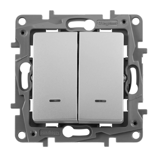 Переключатель двухклавишный Legrand Etika 10A 250V слоновая кость 672312 Переключатель двухклавишный Legrand Etika 10A 250V слоновая кость 672312