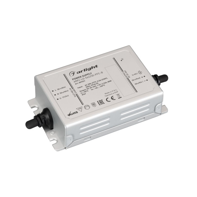 Блок питания Arlight ARPJ-LG-562230-PFC-B (80W, 25-56V, 1.07-2.23A) (IP67 Металл) 057531 Блок питания Arlight ARPJ-LG-562230-PFC-B (80W, 25-56V, 1.07-2.23A) (IP67 Металл) 057531