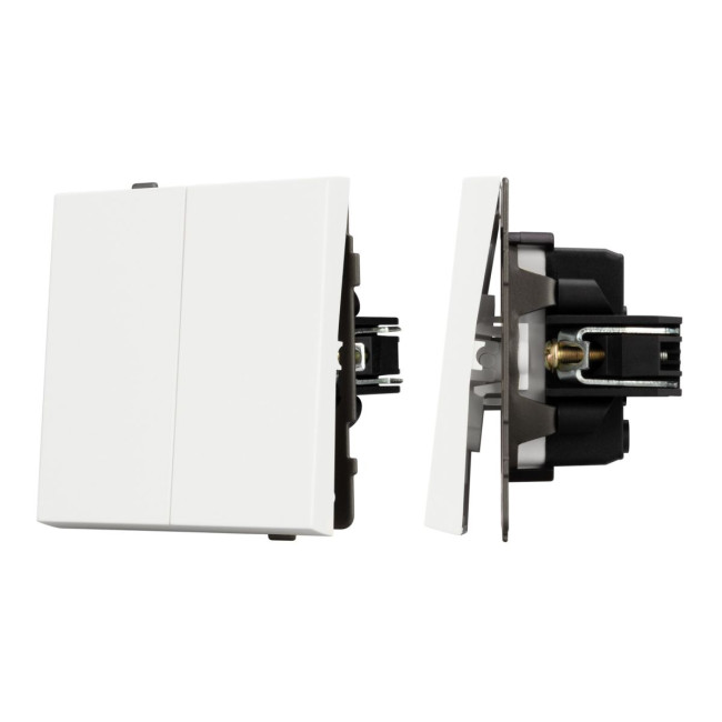 Механизм выключателя двухклавишный непроходной Arlight SWT-TENDO-MK02-SFPL-WH (230V, 10A) 054547