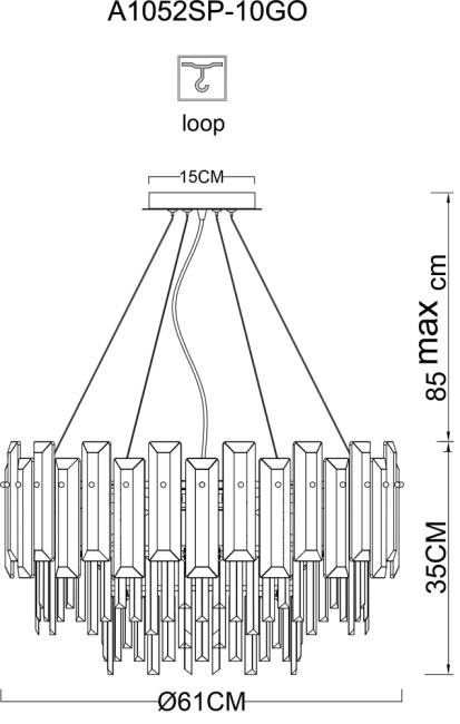 Подвесная люстра Arte Lamp Nicoletta A1052SP-10GO Подвесная люстра Arte Lamp Nicoletta A1052SP-10GO
