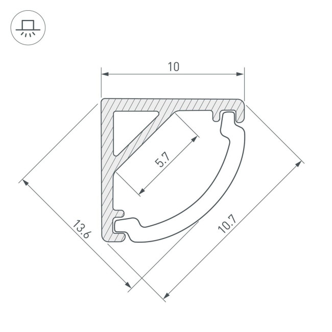 Алюминиевый профиль Arlight ARH-Kant-H10-2000 Anod 036321