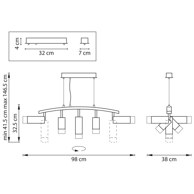 Подвесной светильник Lightstar Rullo LR7353628731 (571735+214436-2+214487-3+202431-5)