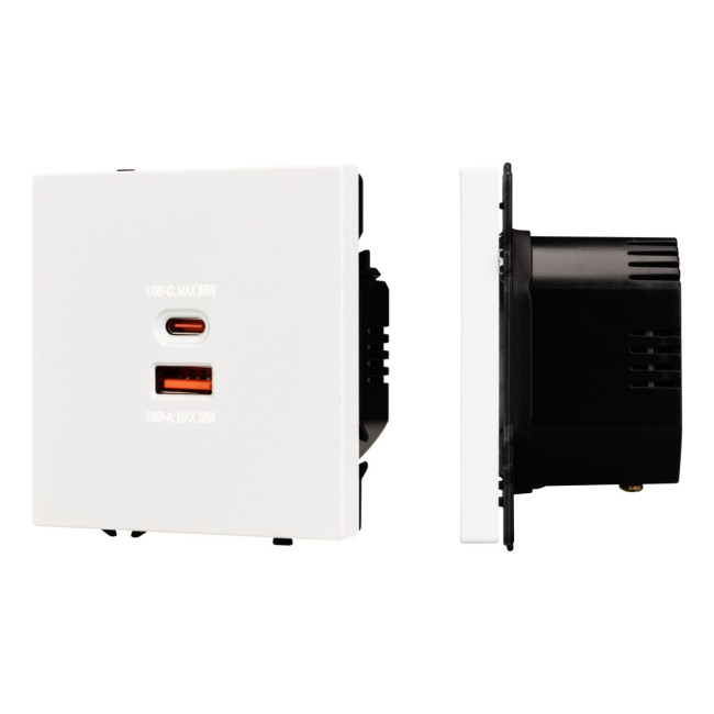 Механизм розетки с быстрой USB зарядкой Arlight SCT-NOBE-MUAC-SFPL-FC-WH (65W, QC3) 054316 Механизм розетки с быстрой USB зарядкой Arlight SCT-NOBE-MUAC-SFPL-FC-WH (65W, QC3) 054316