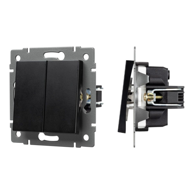 Механизм выключателя двухклавишный непроходной Arlight SWT-MK02-PL-BK-V (250V, 10A) 049888 Механизм выключателя двухклавишный непроходной Arlight SWT-MK02-PL-BK-V (250V, 10A) 049888