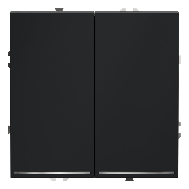 Выключатель двухклавишный с подсветкой Voltum S70 VLS020207 (графит)