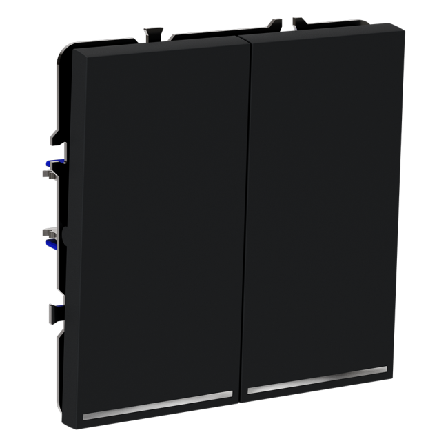 Выключатель двухклавишный с подсветкой Voltum S70 VLS020207 (графит)