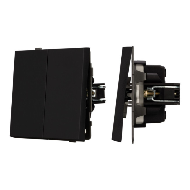 Механизм выключателя двухклавишный проходной Arlight SWT-TENDO-MKP2-SFPL-BK (230V, 10A) 054553