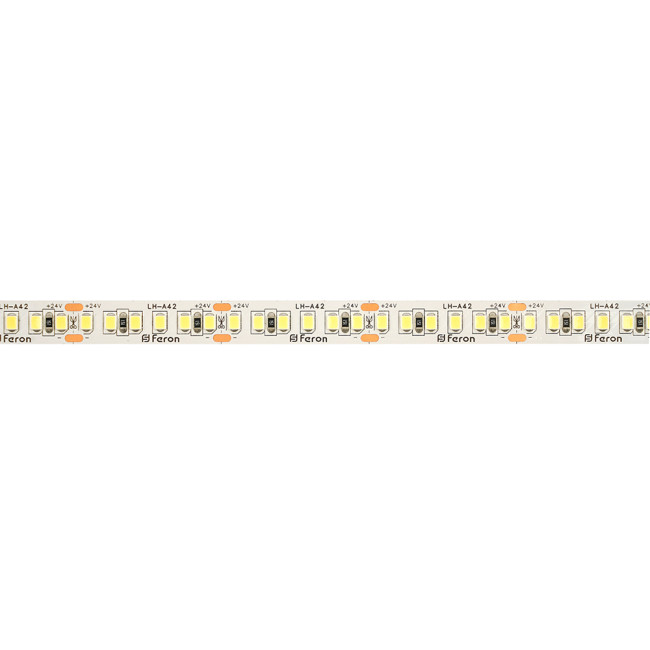 Светодиодная лента 24V Feron LS502, 180*SMD2835, 16W/m, IP20, 3000К (теплый белый) 53089 Светодиодная лента 24V Feron LS502, 180*SMD2835, 16W/m, IP20, 3000К (теплый белый) 53089