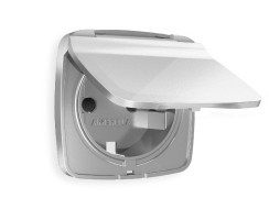 Лицевая панель для розетки с/з со шторками и крышкой Ambrella Volt Omega OP4080