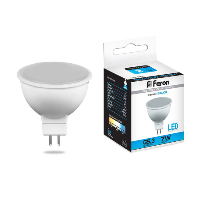 Лампа светодиодная Feron MR16 G5.3 7W 6400K Грибок матовая LB-26 25237 Лампа светодиодная Feron MR16 G5.3 7W 6400K Грибок матовая LB-26 25237