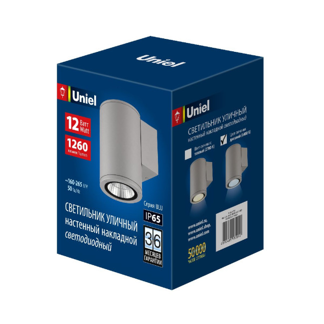 Уличный настенный светильник Uniel ULU-S21С-12W/6400K IP65 LIGHT GREY UL-00011081