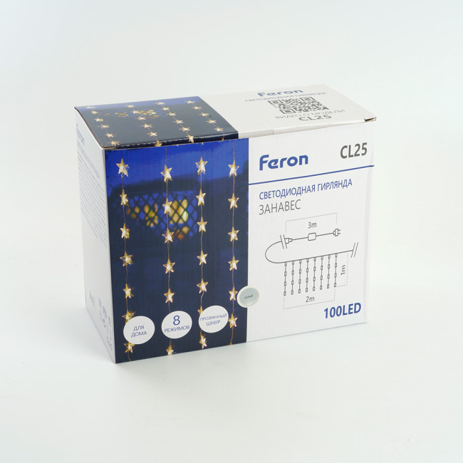 Светодиодная гирлянда занавес Звездочки Feron CL25 48608 Светодиодная гирлянда занавес Звездочки Feron CL25 48608