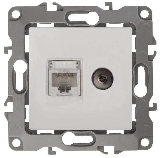 Розетка комбинированная RJ45+TV Эра 12-3110-01 Б0027441 Розетка комбинированная RJ45+TV Эра 12-3110-01 Б0027441