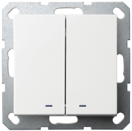 Выключатель двухклавишный перекрестный Jasmart со светодиодами с накладкой 10A 250V белый глянцевый G3023NW