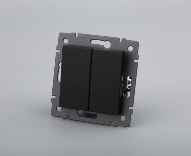 Механизм выключателя двухклавишный проходной Arlight SWT-MKP2-PL-BK-V (250V, 10A) 049893