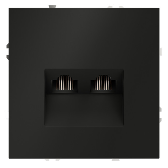 Розетка компьютерная двойная Voltum S70 VLS060208 (черный матовый)