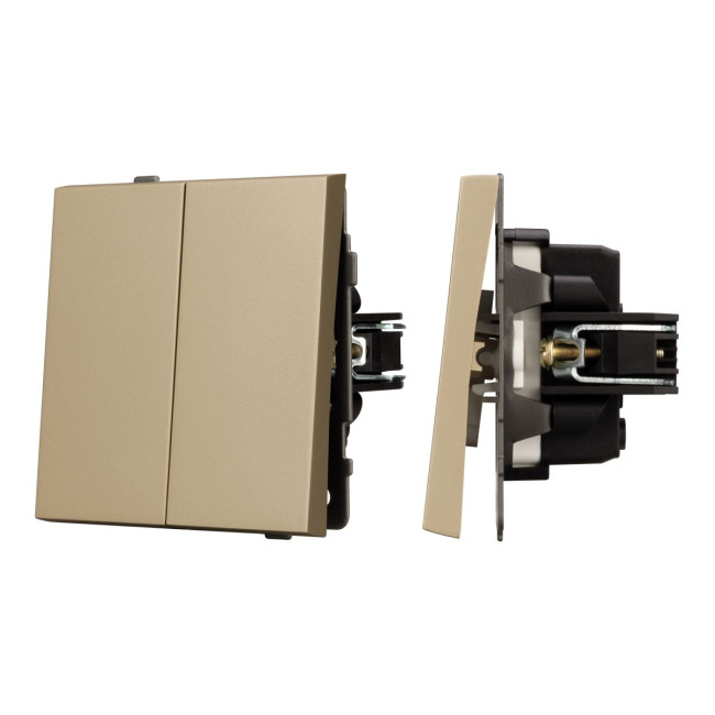 Механизм выключателя двухклавишный проходной Arlight SWT-TENDO-MKP2-SFPL-GD (230V, 10A) 054554