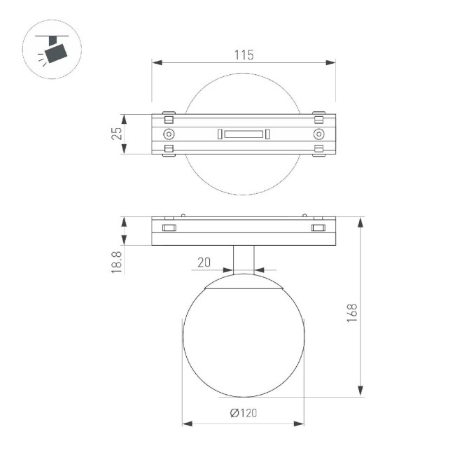 Трековый магнитный светильник Arlight MAG-VIBE-SFERO-R120-6W Warm3000 (BK, 235 deg, 48V) 044457 Трековый магнитный светильник Arlight MAG-VIBE-SFERO-R120-6W Warm3000 (BK, 235 deg, 48V) 044457