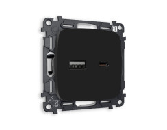 Комплект механизма розетки 2USB A+C 20W (быстрая зарядка) Ambrella Volt Omega MO811010