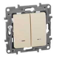 Переключатель двухклавишный Legrand Etika с подсветкой 10A 250V слоновая кость 672316