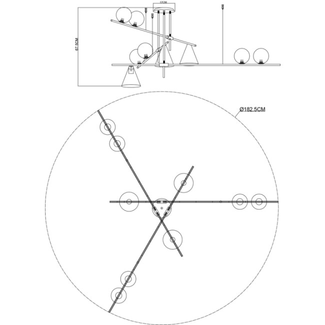 Люстра на штанге Arte Lamp Jacob A7029PL-9BK Люстра на штанге Arte Lamp Jacob A7029PL-9BK