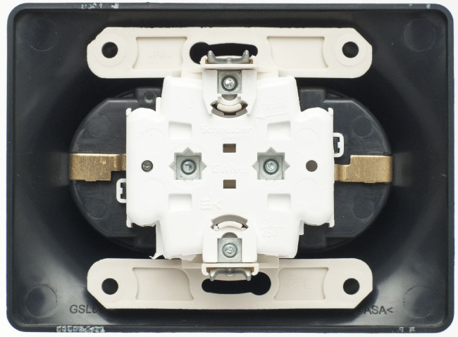 Розетка 2-ая с/з со шторками, 16А (в сборе) Systeme Electric Glossa Антрацит GSL000726