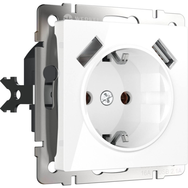 Розетка с заземлением, шторками и USBх2 Werkel белый W1171501 4690389155345 Розетка с заземлением, шторками и USBх2 Werkel белый W1171501 4690389155345