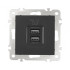 Розетка USB 2.1А+1А Arte Milano 206.46-1.black Розетка USB 2.1А+1А Arte Milano 206.46-1.black