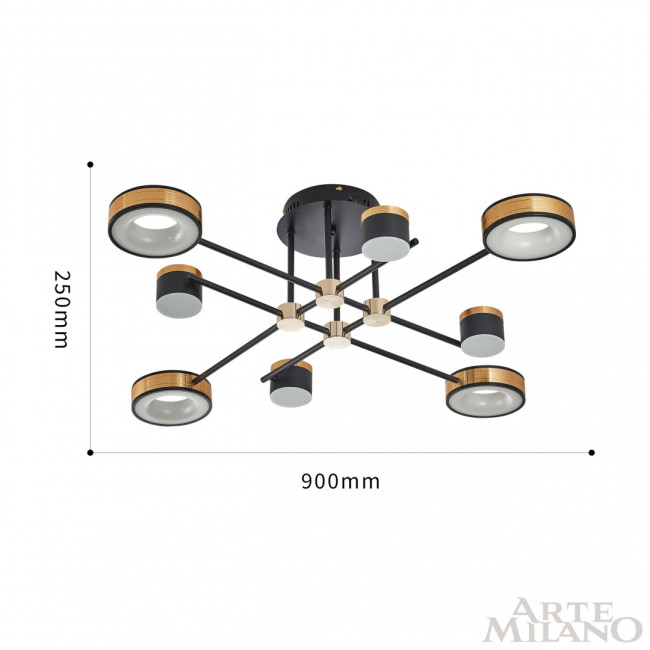 Потолочная люстра Arte Milano 272040/8 BK/GD