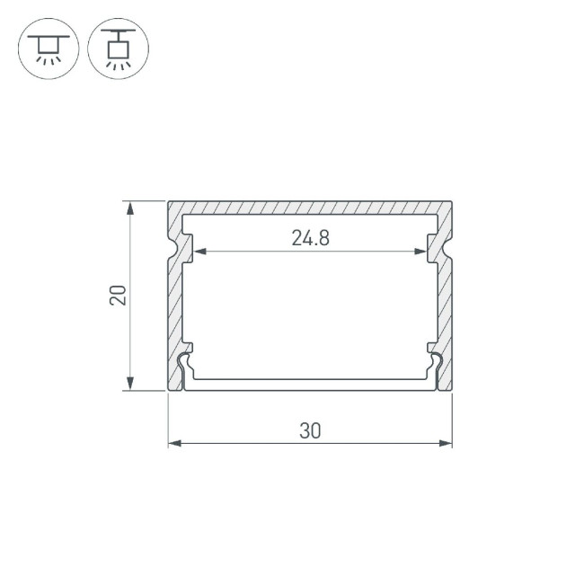 Профиль Arlight LINE-3020-2000 ANOD 046962 Профиль Arlight LINE-3020-2000 ANOD 046962