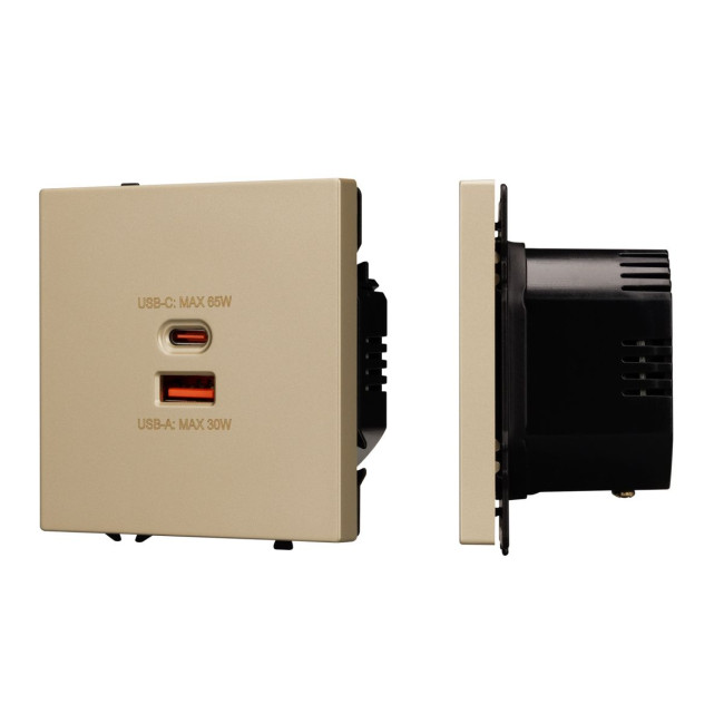 Механизм розетки с быстрой USB зарядкой Arlight SCT-NOBE-MUAC-SFPL-FC-GD (65W, QC3) 054318 Механизм розетки с быстрой USB зарядкой Arlight SCT-NOBE-MUAC-SFPL-FC-GD (65W, QC3) 054318