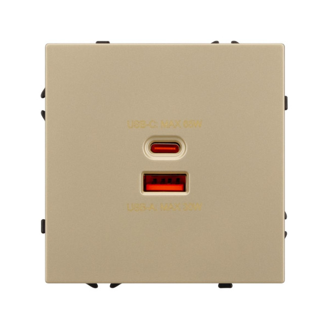 Механизм розетки с быстрой USB зарядкой Arlight SCT-NOBE-MUAC-SFPL-FC-GD (65W, QC3) 054318 Механизм розетки с быстрой USB зарядкой Arlight SCT-NOBE-MUAC-SFPL-FC-GD (65W, QC3) 054318