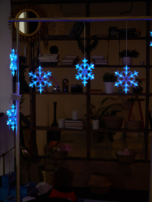 Светодиодная гирлянда Uniel занавес Снежинки-1 (UL-00007336) синий ULD-E1503-072/DTA Blue IP20 Snowflakes-3