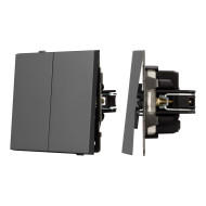 Механизм выключателя двухклавишный проходной Arlight SWT-TENDO-MKP2-SFPL-GR (230V, 10A) 054555